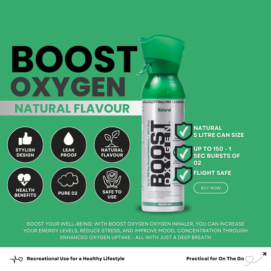 Boost Natural - 95% Pure Oxygen Can 5L, Up To 100 Uses, For Health & Breathing