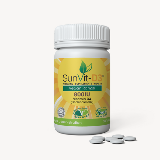 Vitamin D3 800IU (20ug) 30 Daily Strength Tablets, Natural Plant Based