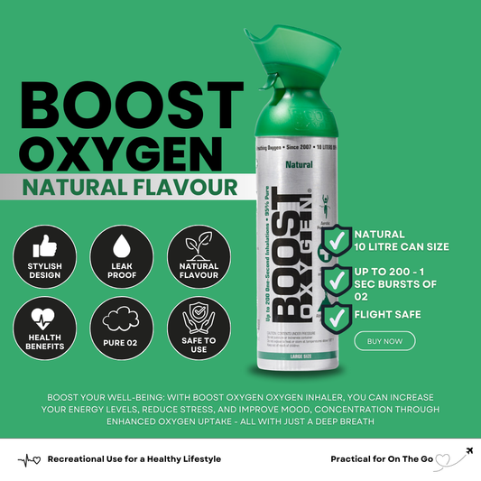 Boost Natural - 95% Pure Oxygen Can 10L Up To 200 Uses, For Health & Breathing