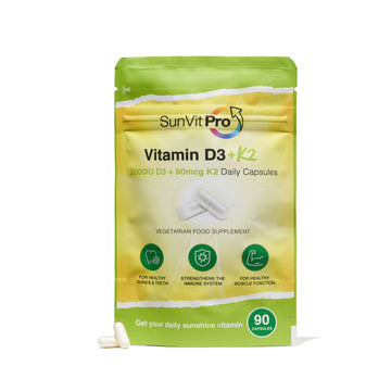 Vitamin D3 2000iu & K2 MK 7 90mcg, High Strength Daily Capsules